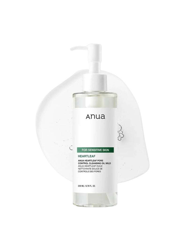 Anua Heartleaf cleansing oil bottle with pump on a white background