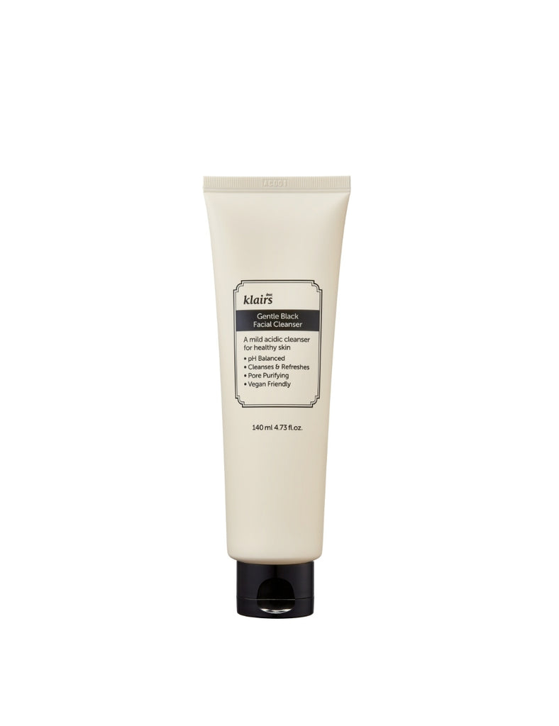 Beige tube of the Gentle Black Foaming Cleanser from Korean beauty brand Klairs